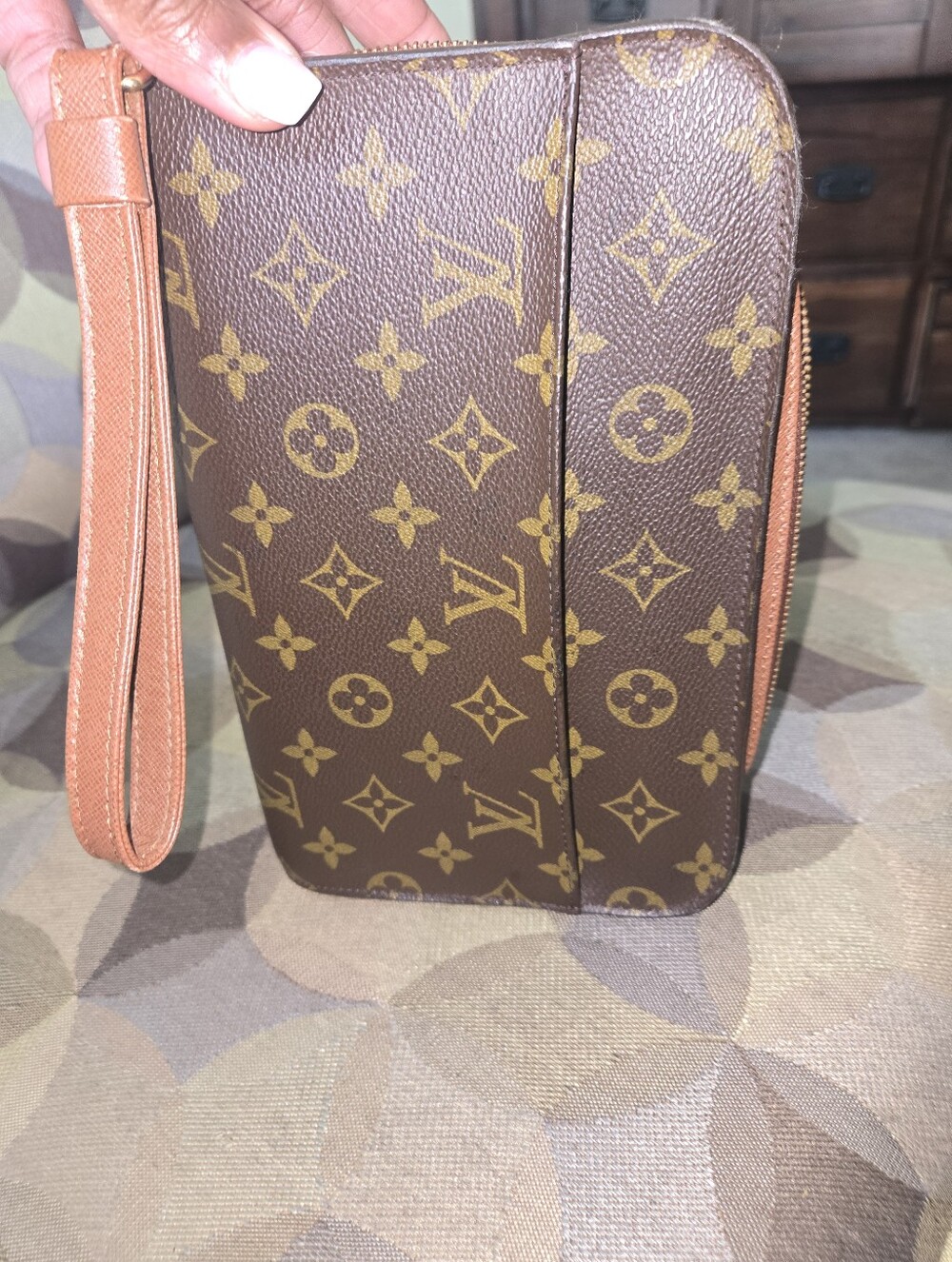 Louis Vuitton Brown Monogram Wristlet Clutch